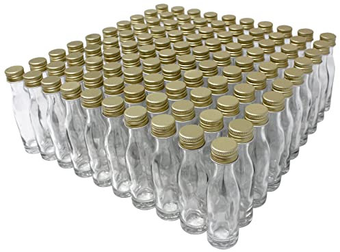 Aromhuset Lot de 100 Verre Transparent 20 ml - Bouteille avec Bouchon à Vis Anti-fuite pour Liqueur, Épices et Décoration - À Remplir