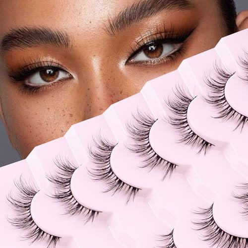 Onlyall Cils Aspect Naturel Cils Doux et Moelleux Cils Courts Cils Naturels Légers Cils Oeil de Chat Faux Cils 7 Paires D5