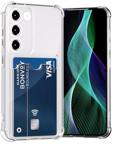 AKABEILA Hülle für Samsung Galaxy S23 Schutzhülle mit Kartenfach Transparent Silikon TPU Handyhülle Bumper Brieftasche Case 6.1