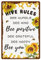 CREATCABIN Metal Tin Sign Vintage Bee Sunflowers Hanging Wall Art Decor Retro Funny Painting Plate Plaques with Quotes for Garden Home Bedroom Living Room Bathroom Yard Farmhouse Pub Bar 8 x 12inch