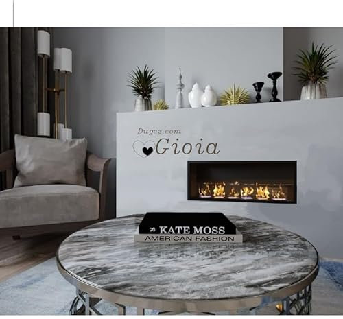 Bioetanol Chimenea Dugez Italia pared modelo Gioia 90 cm con piedras decorativas con 6 quemadores de acero inoxidable y cristal frontal estufa termo chimenea. Fabricado en Italia