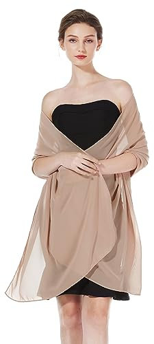 BEAUTELICATE Scialle Stola Donna Elegante Chiffon Coprispalle Sciarpa Estivo per Cerimonia Matrimonio Sposa Festa (Dusty Rose - Plus Size, Taglia unica)