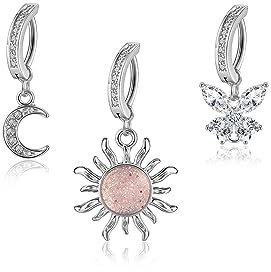 AllerPierce 3pcs 14G Bauchnabelpiercing Ring Clicker Piercing Bauchnabel Chirurgenstahl Bauchnabelringe Piercing CZ Schmetterling Bananabells Körperschmuck für Damen Frauen(Silber)