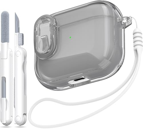 MHYALUDO Kompatibel mit Airpods 3 Hülle mit sicherem Schloss, Kompatibel mit Airpods 3 Generation 2021, klares, weiches, stoßfestes Etui mit Reinigungsstift mit Umhängeband, Schwarz