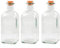 Acan Tradineur - Pack de 3 Botellas de Cristal, frascas con tapón de Corcho, Recargable, con diseño Tradicional, Capacidad 1 litro, licores, Vino, Aguardiente