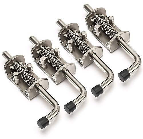 Kocusu Chiavistello a molla in acciaio inox 304, pesante, chiavistello con impugnatura in gomma, serratura a molla per porte, finestre, porta a capannone, 4 x 13,5 cm (4)