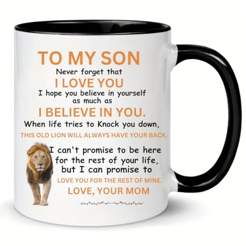 MissDaisy-Gift To My Son Mug - Lion Mug To My Son From Dad/Mom, Never Forget That I Love You Mug, Birthday, Christmas, Xmas, Birthday, Father's Day Coffee Tea Cup 11oz