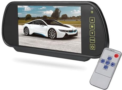 YASTA Specchietto Retrovisore 7 pollici Monitor per Retromarcia per Auto Camper Dispaly per Auto