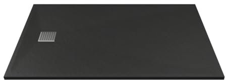Vente-unique - Receveur de douche extra plat à poser ou à encastrer recoupable en résine SMC - Noir - 120 x 90 cm - MIRNOSA