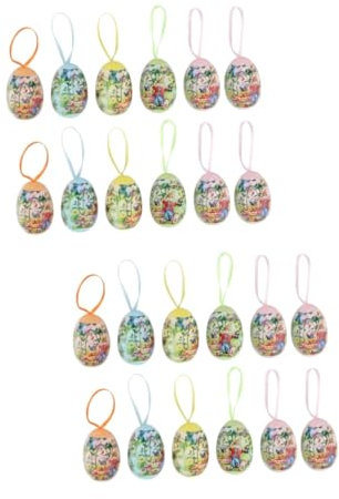 Warmhm 24 STK Ostereier Esser-Partyzubehör Ostern Mache Eier das Geschenk Spielzeuge Ostervorräte Osterdekoration Schüttgut Hängender Baum Kunsthandwerk schmücken Kind Ornament Plastik