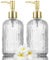 HIYAA Glass Soap, Versatile 14 Oz Dripless Pump Bottle, Refillable Liquid Hand Jar Dispenser for Bathroom, Countertop, Kitchen, Laundry Room (Clear, 2 Pack)