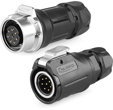 CNLINKO LP-16 Conector Industrial Estanco de 8 Pines, IP68 Conector Circular, Carcasa de Plástico PBT, Enchufe Rápido Conector de Aviación M16 Macho y Hembra (8 Pines)
