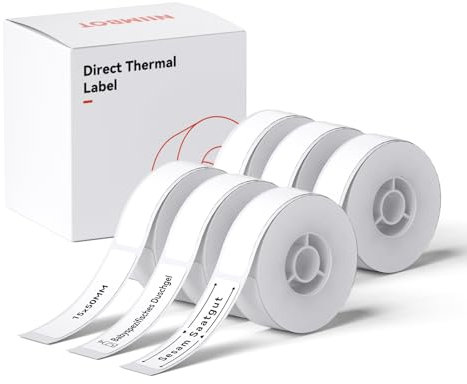 NIIMBOT Etiketten Selbstklebend, 15 x 50mm Thermo Etikettenband, Kompatibel mit D110 D11 D101 Etikettendrucker, 6 Rollen
