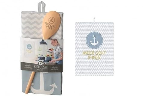 Rungassi Geschirrtuch mit Kochlöffel Geschenk Set Meer (Meer geht Immer - 3068141)