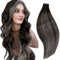 RUNATURE Invisible Tape Extensions Echthaar 60cm Schwarz Ombre Silber Balayage 50g 20pcs 24 zoll #1B/S/1B