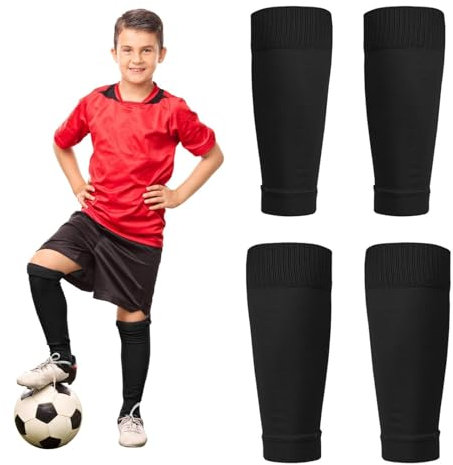 2 Paar Fußball Stutzen Kinder, Fußball Sleeves Tubes für Erwachsene, Fußballsocken Elastische Atmungsaktive Stutzen, Sportsocken Trainingssocke Sockenstutzen für Fussball Basketball Laufen Marathon