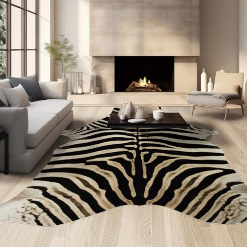 Guyi Rare Zebra Rug Large10x8 ft Faux Zebra Print Rug Cowhide Rugs Western Decor for Bedroom Living Room Dining Room Animal Rugs Cow Print Non Slip Area Rugs