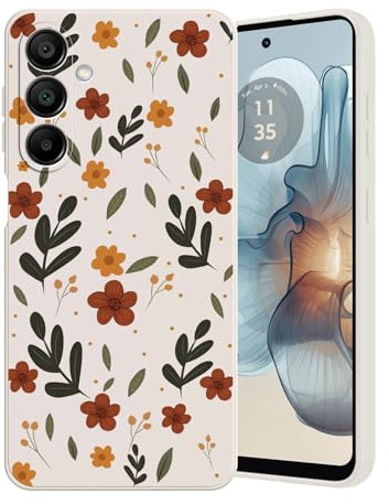 Guxira Coque Compatible avec Samsung Galaxy A25 5G, Étui de Protection Antichoc Silicone Case avec Motif Fleurs Design Souple Anti-Rayures Protection Cover， Fleurs en Feuilles