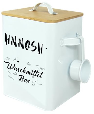 Contenitore per detersivo in polvere, 5 kg, colore bianco, con coperchio e detergente, ideale per la conservazione di detersivo, contenitore per alimenti per cani, contenitore per cibo per gatti