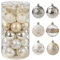 ZHYLUO Palline di Natale 6cm 30 pezzi Palline per Albero di Natale,Sfere per Albero di Natale,Palle di Natale Palline Riempibili,per Decorare Alberi di Natale (Oro+Bianco)