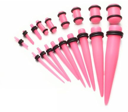 vogem 18 Stück Ohr Dehnstäbe Set 1-10mm/14G-00G Ohr Gauges Expander Set Acryl Tapers und Plugs Body Piercing Schmuck Set für Frauen und Männer (Rosa)
