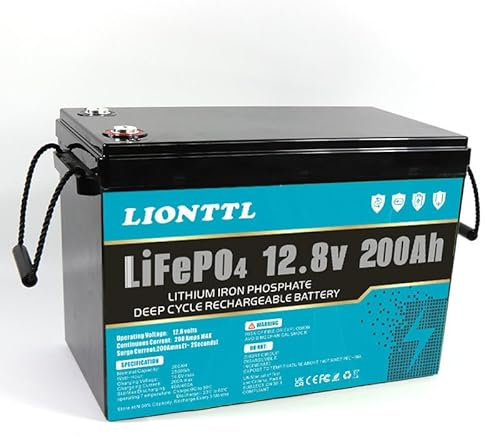 Lifepo4 Batteria da 12.8V 200 Ah, batteria al litio ferro fosfato da 5000 cicli profondi, sostituisce la batteria al piombo AGM, adatta per camper, sistemi solari, pesca alla traina, barche, ecc.