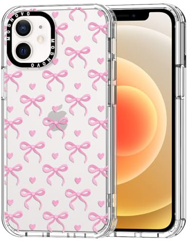 MOSNOVO für iPhone 12 / iPhone 12 Pro Hülle – Durchsichtige, schlanke, stoßfeste TPU+PC-Handyhülle, [6,6 Fuß Fallschutz/Anti-Abziehen] - Schleifenvolle Liebe