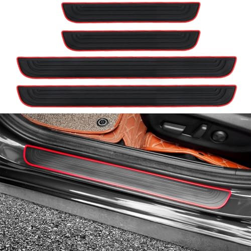 4 Pièces de Protection de seuil de Porte de Voiture,Protection de seuil de Porte Universel,Plaque de Protection pour seuil de Porte Avant/arrière en PVC Souple,Protecteur de pédale d'accueil