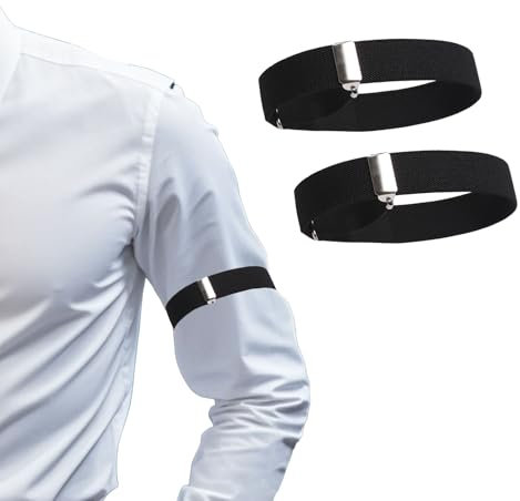 AhhiAboo 1 Paar Ärmelhalter Damen Herren, Schwarz Breite 2cm, Hemdhalter Rutschfest Flexibilität Verstellbar