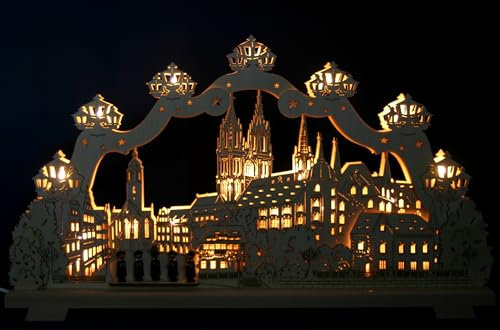 Großer 3D - Schwibbogen 68cm Stadt Meissen mit Albrechtsburg - Handarbeit aus dem Erzgebirge - Lichterbogen für Weihnachten