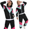 Seawhisper 80er Jahre Outfit Herren Damen 90er Kostüm Kleidung Jogginganzug Trainingsanzug Damen Schwarz M