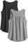 PINSPARK Sport Tank Top Damen Workout Tanktops Racerback Ärmellose Leichte Oberteile Sommer Sporttop Lauftop Yoga Gym Shirt Fitness Running Schwarz und Hellgrau 3XL
