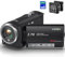 Delmodes Camcorder 50MP 2.7K Video Camera 16X Digital Zoom Vlogging Camera with LED Fill Light, 2.8 Inch LCD Screen Camcorder for YouTube with 32GB SD Card, 2 Batteries
