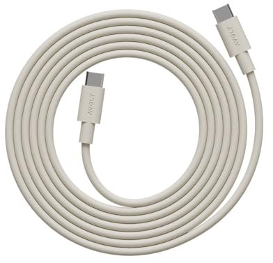 Avolt Cable 1 USB – Cable de 2 m con certificado MFi, carga rápida de 60 W para iPhone, iPad, silicona duradera y flexible, diseño escandinavo (USB-C a USB-C, Arena)