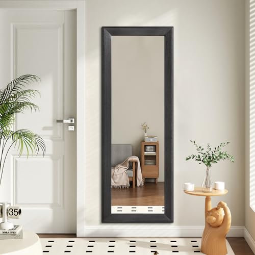 AAZZKANG Wall Mirror Full Length Wooden Framed Large Hanging Mirrors 110L x 35W cm Rectangle for Bedroom Living Room Bathroom Entryway Hallway Black
