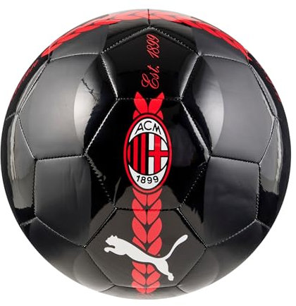 A.C. Milan - Prematch-Ball, Fußball- und Trainingsball, offizielles Produkt, Standardgröße 5, schwarz