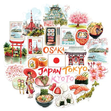 Navy Peony Imperial Japan Statement Sticker (29 Stück) – für Laptop, Trinkflasche, Koffer