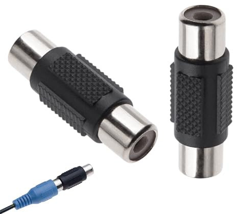 MEKEET 2PCS RCA Female to RCA Female Coupler Non Destructive RCA Phono Socket to RCA Phono Socket Coupler Convertor Universal Automotive Pair of RCA Phono Joiner for Phono, Speaker, Amplifier, Video