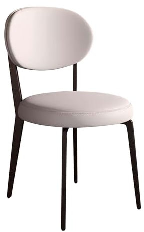 YCKEGEW Gepolsterte Esszimmerstühle Küchenbeistellstuhl Esszimmerstuhl Mit Metallfüßen,Moderner Armloser Kunstleder-Akzentstuhl Für Das Wohnzimmer, Restaurant Stühle(White,Black Legs)