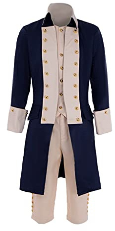 ZODICOS Washington Kostüm für Herren, Hamilton, Kolonialuniform, Geschichtsoutfit (Beige, M)