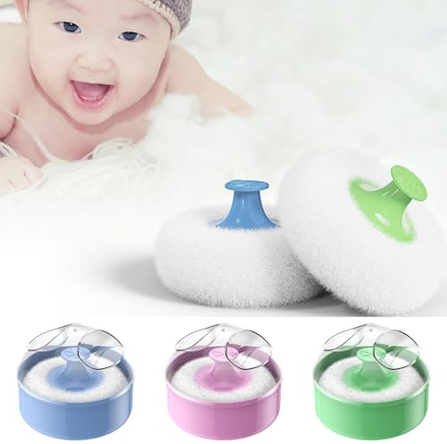 Contenitore Talco Polvere | Scatola Per Borotalco Con Piumino | Dispenser Polvere Talco | Piumino Cipria Con Custodia Per I Viaggi Del Bambino, 9,3x9,3x7,5 Cm