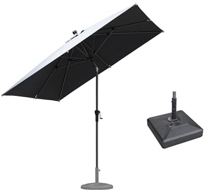 PURPLE LEAF Sonnenschirm mit Schirmständer 250 × 250 cm Knickbar, Grau | 200 g/㎡ UV-Schutz Polyester, Robustes Aluminium, Knickfunktion, Aluguss-Griff, 8 stabile Stahlrippen, Terrasse, Marktschirm