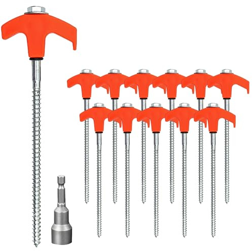 Zyluniy 12x Zeltheringe,1 Innensechskant, Drehbare Zeltheringe mit Gewinde,Heringe Erdnägel Stabil, Schraubheringe für Camping und Outdoor harten Boden,Wald, Wiesen, Robust