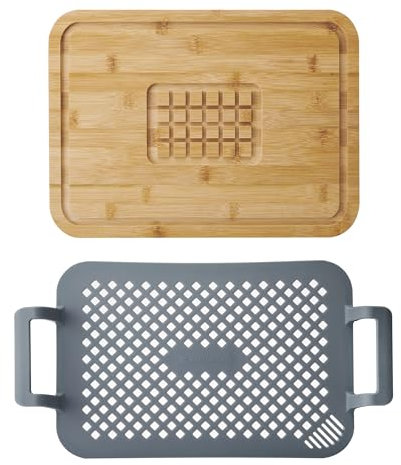 MasterClass 2 Piece Roast and Rest Set with Handles, Innovative Silicone Roasting Rack with Resting Board to Carve and Serve Heat Resistant, Non-Toxic Silicone, Fits Into Baking Tray from 50-40cm