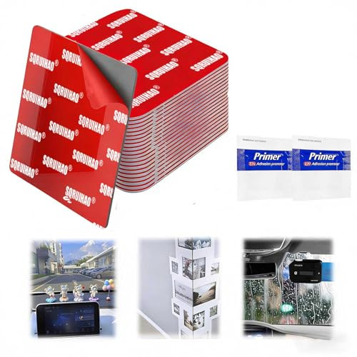 Square Double Sided Tape Automotive, 4pcs Double Sided Adhesive Pads for Windshield Dashcam Mount, 2.83 Car Windscreen Window Glass Mounting Tape Glue Strip
