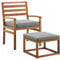 QLS Chaise de jardin en bois avec repose-pieds et coussin, fauteuil de relaxation, pour l'extérieur, marron