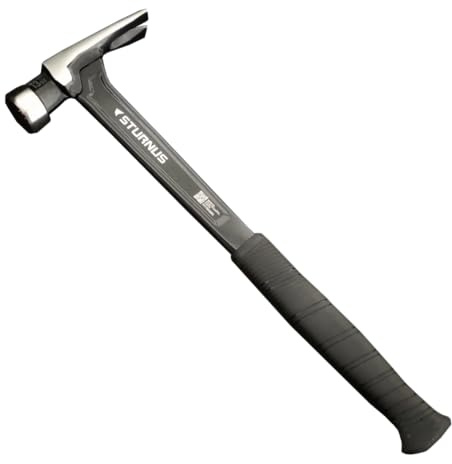 Sturnus Graphite 13oz Velocity Rip Claw Hammer – 13oz, Lightweight Aluminum & Ergonomic, Pro-Grade with Anti-Vibration Grip (Milled Face, Long Handle)