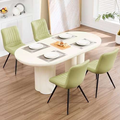 YUUIJOAA Esszimmerstühle 4er Set,PU-Kunstleder Modern Polsterstuhl mit Rückenlehne für Esszimmer/Restaurant/Wohnzimmer (Grün, 4 PCS)