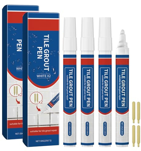 4 Stück Fugenstift Weiß,Fugen Reparatur Stift,Fugenweiß Stift Für Fliesen Im Badezimmer,Geeignet Für Wände,Böden,Fliesenfugen,Küchen Und Badezimmer Fugenstift, Stellt Das Aussehen Der Fugen Wieder Her