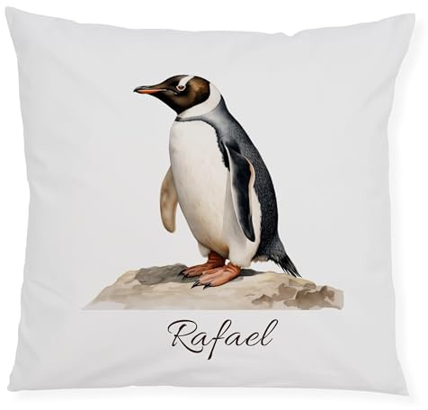 GRAZDesign Kissenbezug Pinguin mit Namen personalisiert Kinderkissen mit Reißverschluss – Geschenk für Kinder & Erwachsene